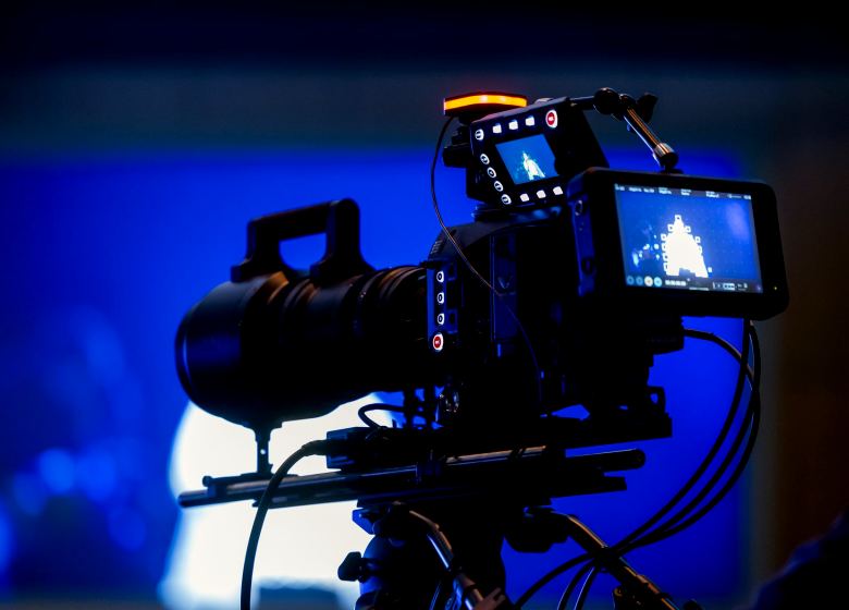Gallery desk with vision mixer and multiviewer